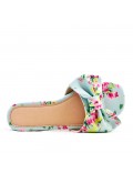 Faux leather slide with floral pattern for women