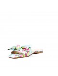 Faux leather slide with floral pattern for women