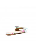 Faux leather slide with floral pattern for women