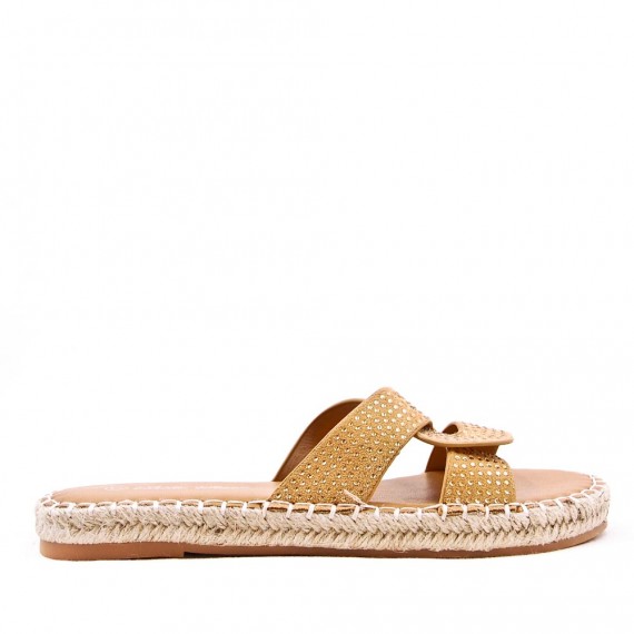 Claquette en simili daim à semelle espadrille pour femme