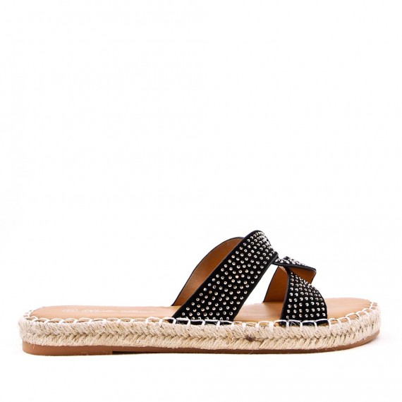 Claquette en simili daim à semelle espadrille pour femme