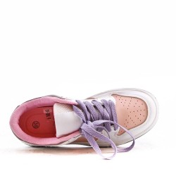 Lace-up basket in mixed materials for women