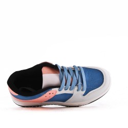 Lace-up basket in mixed materials for women