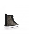 High-top sneaker in mixed material with lace-up for women
