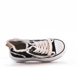High-top sneaker in mixed material with lace-up for women