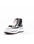 High-top sneaker in mixed material with lace-up for women