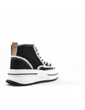 High-top sneaker in mixed material with lace-up for women