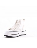 High-top sneaker in mixed material with lace-up for women