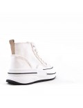 High-top sneaker in mixed material with lace-up for women