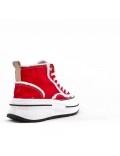 High-top sneaker in mixed material with lace-up for women