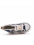 High-top sneaker in mixed material with lace-up for women