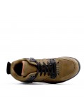 Lace-up basket in mix materials for men