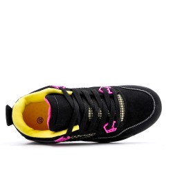 Lace-up basket in mix materials for women