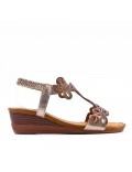 Mixed material wedge sandal for women