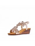 Mixed material wedge sandal for women