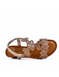 Mixed material wedge sandal for women