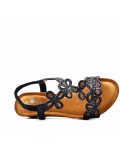 Mixed material wedge sandal for women