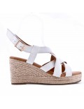 Faux leather wedge sandal for women