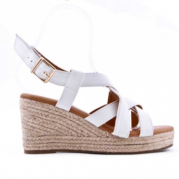 Faux leather wedge sandal for women