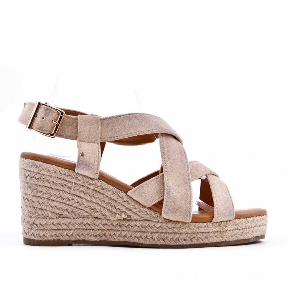 Faux leather wedge sandal for women