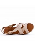 Faux leather wedge sandal for women