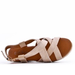 Faux leather wedge sandal for women