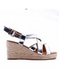 Faux leather wedge sandal for women