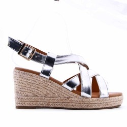 Faux leather wedge sandal for women