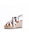 Sandale compensée en simili cuir pour femme