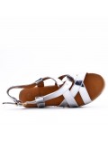 Faux leather wedge sandal for women