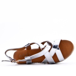Faux leather wedge sandal for women