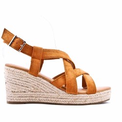 Faux leather wedge sandal for women