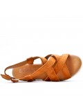 Faux leather wedge sandal for women