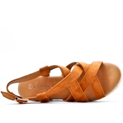 Faux leather wedge sandal for women