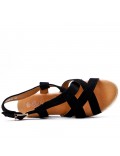 Faux leather wedge sandal for women