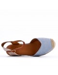 Mixed material wedge sandal for women