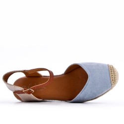 Mixed material wedge sandal for women