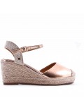 Mixed material wedge sandal for women