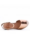 Mixed material wedge sandal for women