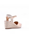 Mixed material wedge sandal for women