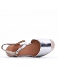 Mixed material wedge sandal for women