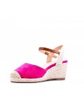 Mixed material wedge sandal for women