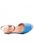 Mixed material wedge sandal for women