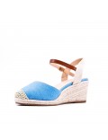 Mixed material wedge sandal for women