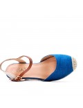 Mixed material wedge sandal for women