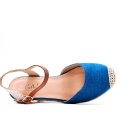 Mixed material wedge sandal for women