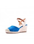 Mixed material wedge sandal for women