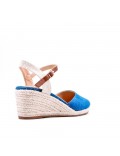 Mixed material wedge sandal for women