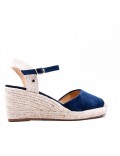 Mixed material wedge sandal for women