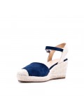 Mixed material wedge sandal for women